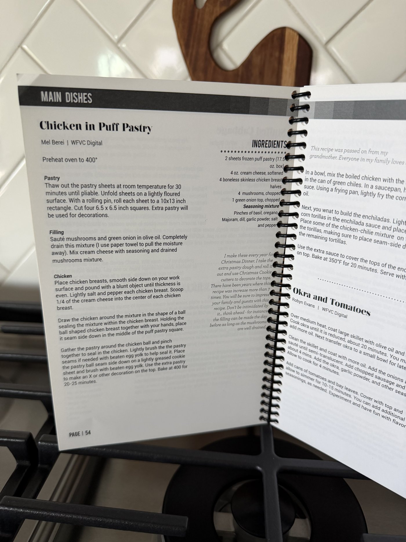 Chicken in Puff Pastry recipe page from the Diversity Kitchen cookbook, submitted by Mel Berei