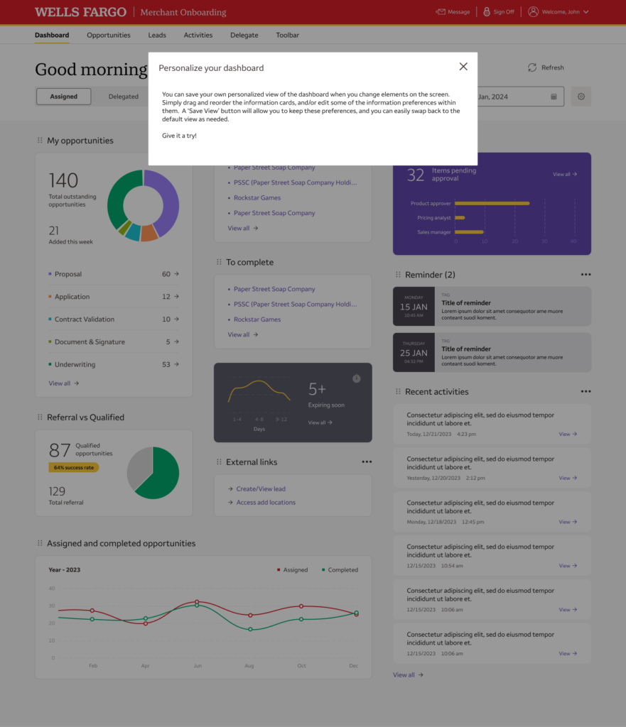 Personalize your dashboard modal explaining drag-and-reorder customization